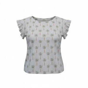 Crown & Ivy Womens 1X White with palm trees Ruffle Sleeve Cotton Modal Top